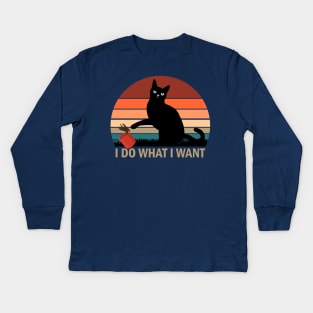 I Do What I Want Cat Kids Long Sleeve T-Shirt